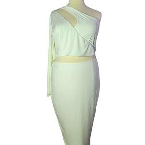 Pretty Little Thing Plus Size white One Shoulder Cutout Dress